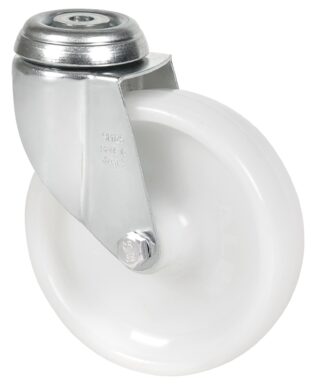ALEX - RUEDA GIRATORIA.AGUJERO M10 20BHA125-UT POLIAMIX BLANCO EJE LISO