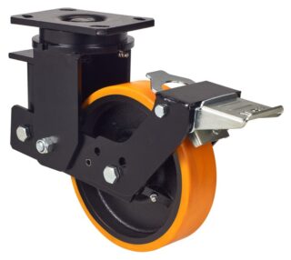ALEX - RUEDA GIRATORIA.PLACA FRENO 10HLSBFN150-HUB SUSPENSION POLIUR.NARANJA BOLAS