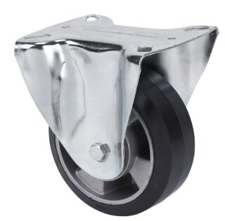 ALEX - RUEDA FIJA 111-125-2 ALUMINIO-GOMA NEGRA ELASTICA EJE BOLAS