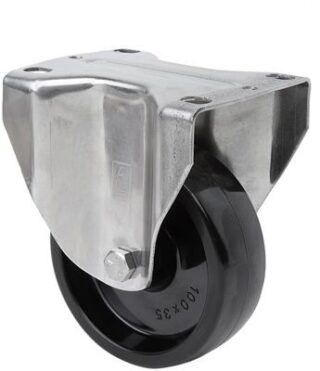 ALEX - RUEDA FIJA INOX.17ZVI100-TT RESINA NEGRA EJE LISO