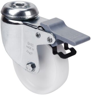 ALEX - RUEDA GIRATORIA.AGUJERO M10 FRENO 20BHFD80-SL PLASTICO BLANCO EJE LISO