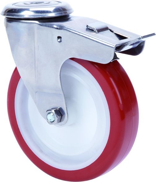 ALEX - RUEDA GIRATORIA.AGUJ.M12 FR.INOX.20ZLIFD80-POL POLIAMIX BL.-POLIUR.MARRON LISO