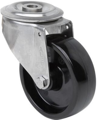 ALEX - RUEDA GIRATORIA.AGUJERO M12 INOX.20ZVI100-TT RESINA NEGRA EJE LISO
