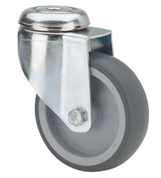 ALEX - RUEDA GIRATORIA.AGUJERO M10 301-125-4 POLIAMIX-GOMA GRIS EJE LISO