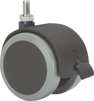 ALEX - RUEDA GIRATORIA.ESPIGA ROSCADA M10x15 FRENO 50DKPUF50 NYLON-POLIUR.NEGRO/GRIS