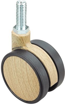 ALEX - RUEDA GIRATORIA.ESPIGA ROSCADA M10x25 50DKM60 NYLON-MADERA HAYA