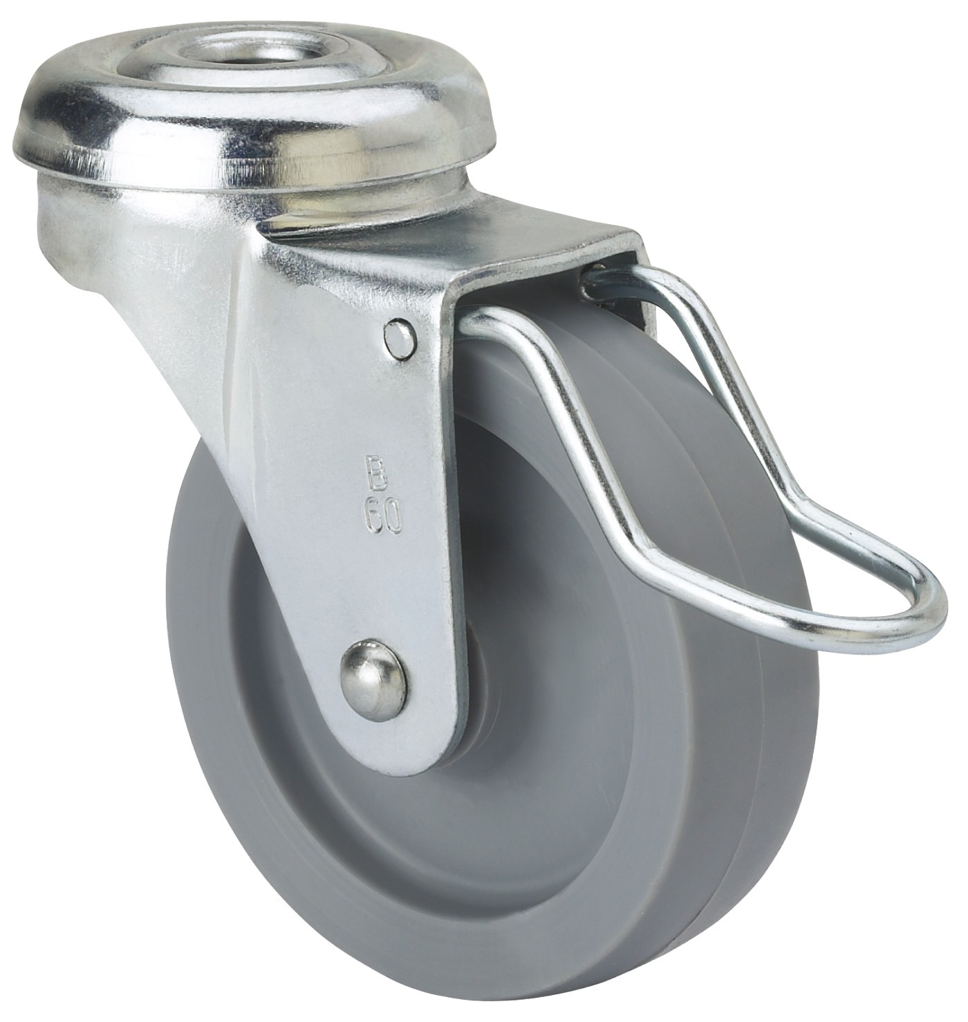 ALEX - RUEDA GIRATORIA.AGUJERO M10 FRENO VARIL.602-060-51 POLIAMIX GRIS EJE LISO