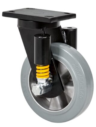 ALEX - RUEDA GIRATORIA.PLACA 10HLSE200-DEGB SUSPENSION GOMA GRIS ELASTICA EJE BOLAS