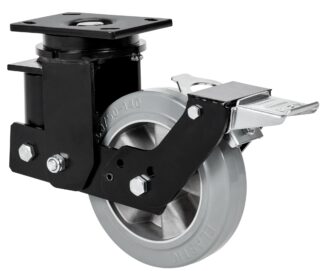 ALEX - RUEDA GIRATORIA.PLACA FR.10HLSBFN160-DEGB SUSPENSION GOMA GRIS ELASTICA BOLAS