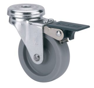 ALEX - RUEDA GIRATORIA.AGUJERO M8 FRENO 21BSRFN40-BP PLASTICO GRIS EJE LISO