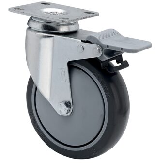 ALEX - RUEDA GIRATORIA.PLACA FRENO 10BHAFD125CP-PGAISB GOMA GRIS EJE BOLAS