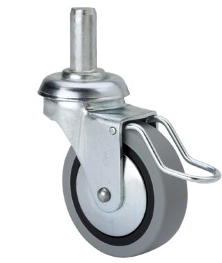 ALEX - RUEDA GIRATORIA.ESPIGA LISA M12x29 FRENO VARIL.33BSRFV60CP-PGI GOMA GRIS LISO