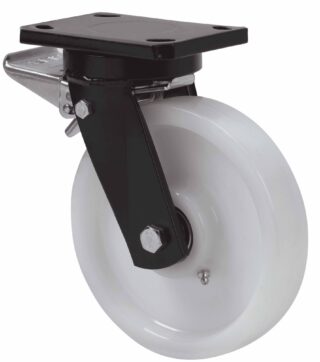 ALEX - RUEDA GIRATORIA.PLACA FRENO 10HLBFD250E-FTB NYLON BLANCO EXTRAFUERTE EJE BOLAS