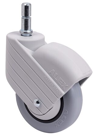 ALEX - RUEDA GIRATORIA.ESPIGA LISA M11x30 GRIS 30HP80CP-PGI POLIAMIX-GOMA GRIS LISO