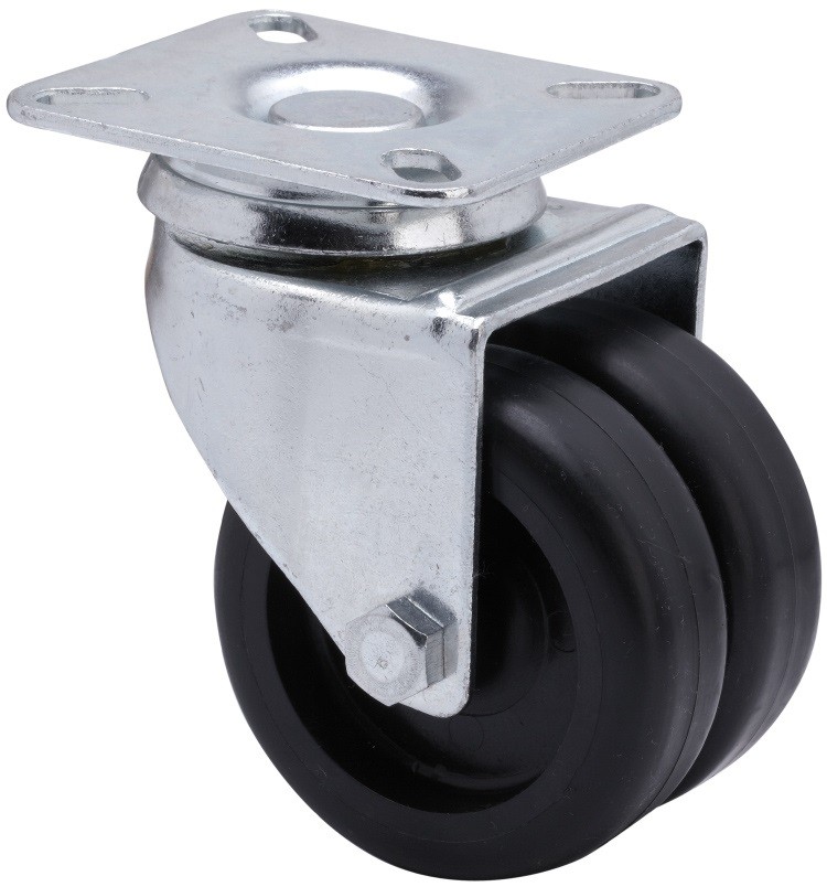 ALEX - RUEDA GIRATORIA.PLACA 10I75-BP POLIAMIX NEGRO (DOBLE) EJE LISO